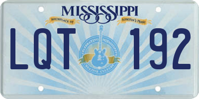 MS license plate LQT192