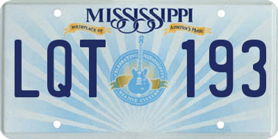 MS license plate LQT193