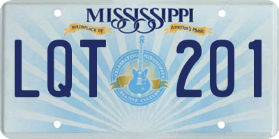 MS license plate LQT201