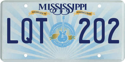 MS license plate LQT202
