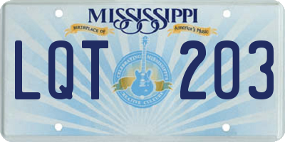 MS license plate LQT203