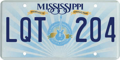 MS license plate LQT204