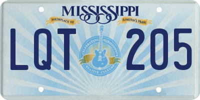 MS license plate LQT205