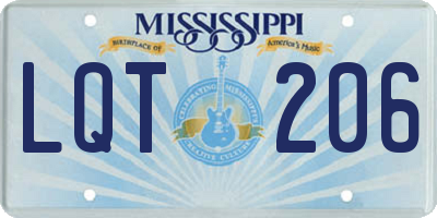 MS license plate LQT206
