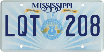 MS license plate LQT208