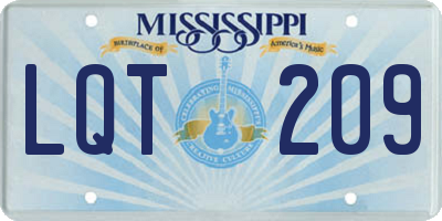 MS license plate LQT209