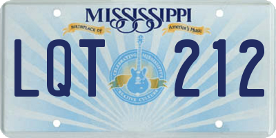 MS license plate LQT212