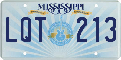 MS license plate LQT213