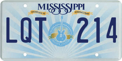 MS license plate LQT214