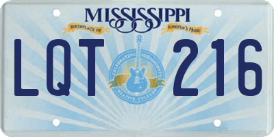 MS license plate LQT216