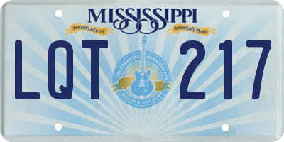 MS license plate LQT217