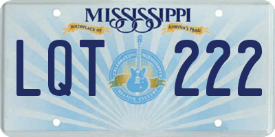 MS license plate LQT222