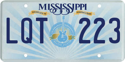 MS license plate LQT223