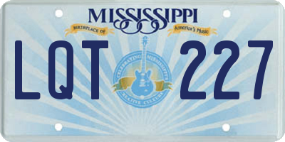 MS license plate LQT227