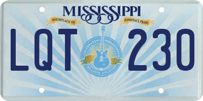 MS license plate LQT230