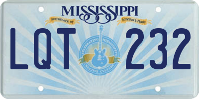 MS license plate LQT232