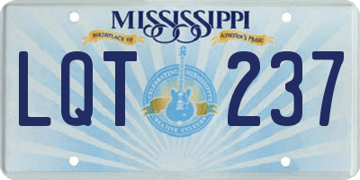 MS license plate LQT237