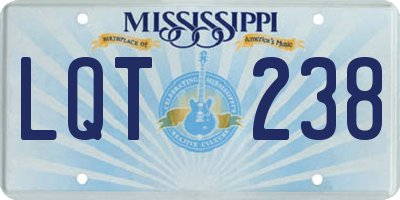 MS license plate LQT238