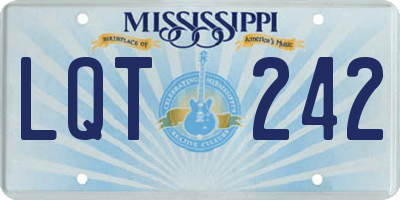 MS license plate LQT242