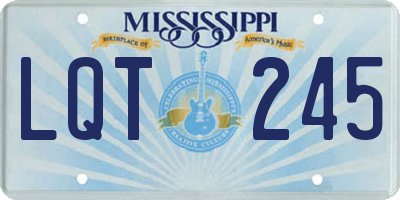 MS license plate LQT245