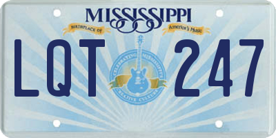 MS license plate LQT247