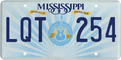 MS license plate LQT254