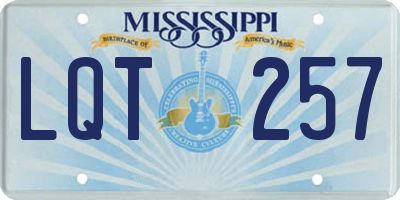 MS license plate LQT257