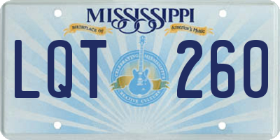 MS license plate LQT260