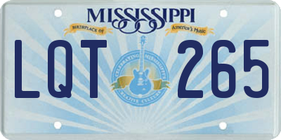 MS license plate LQT265