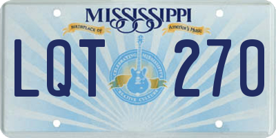 MS license plate LQT270