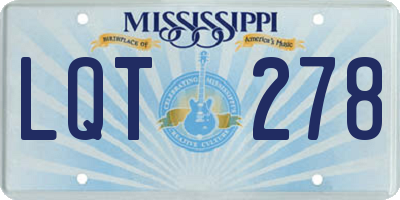 MS license plate LQT278