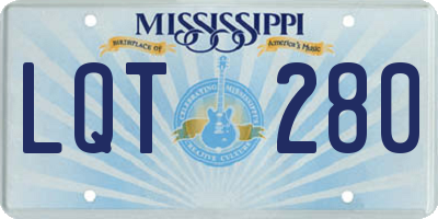MS license plate LQT280