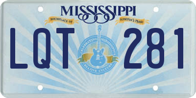 MS license plate LQT281