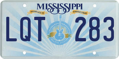 MS license plate LQT283