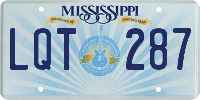 MS license plate LQT287