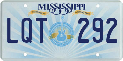 MS license plate LQT292