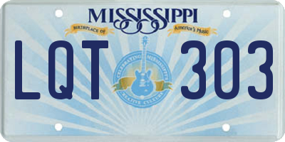 MS license plate LQT303