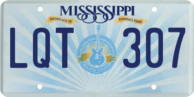MS license plate LQT307