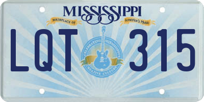 MS license plate LQT315