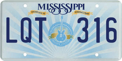 MS license plate LQT316