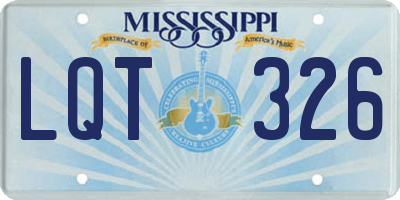 MS license plate LQT326