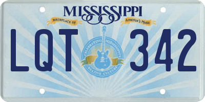 MS license plate LQT342
