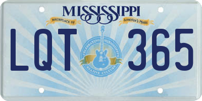 MS license plate LQT365