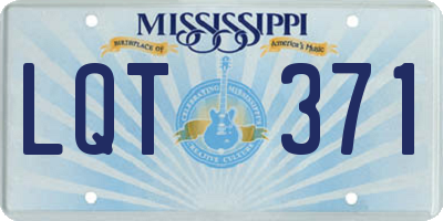 MS license plate LQT371