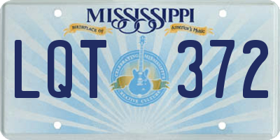 MS license plate LQT372