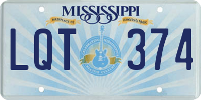 MS license plate LQT374