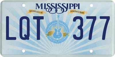 MS license plate LQT377