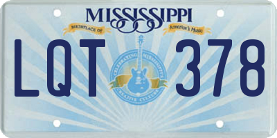 MS license plate LQT378