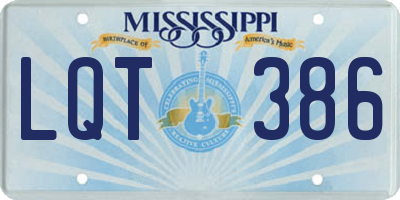 MS license plate LQT386