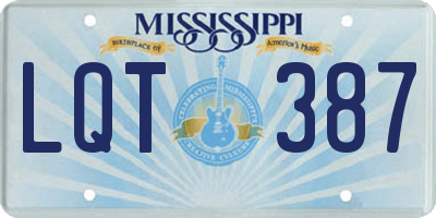 MS license plate LQT387